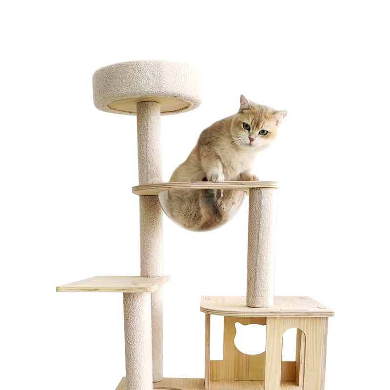 Solid wood space capsule cat climbing frame