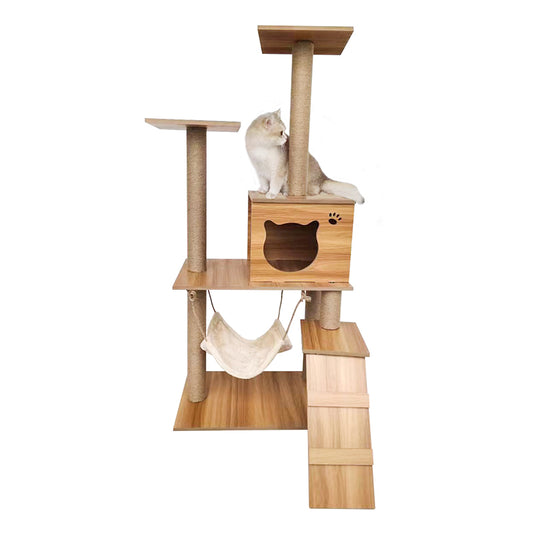 52-inch solid wood cat tree