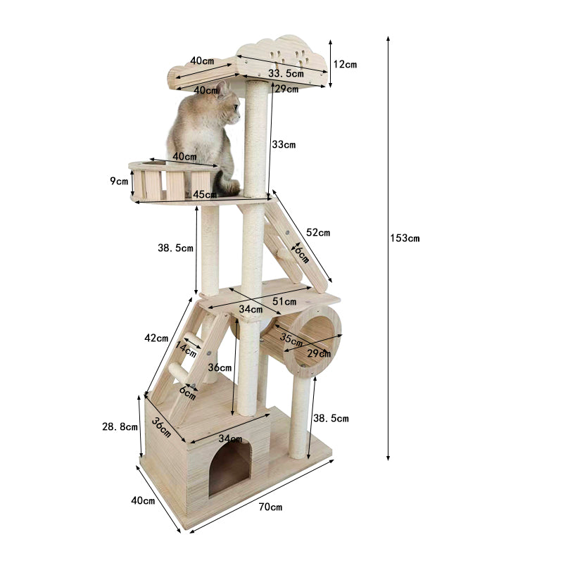 60-inch solid wood cat tree