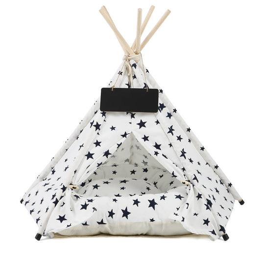 Star Pattern Pet Tent House With Waterproof Cushion