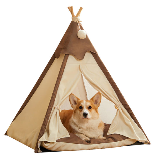 Pet Teepee Dog & Cat Bed - Dog Tents & Pet Houses with Cushion