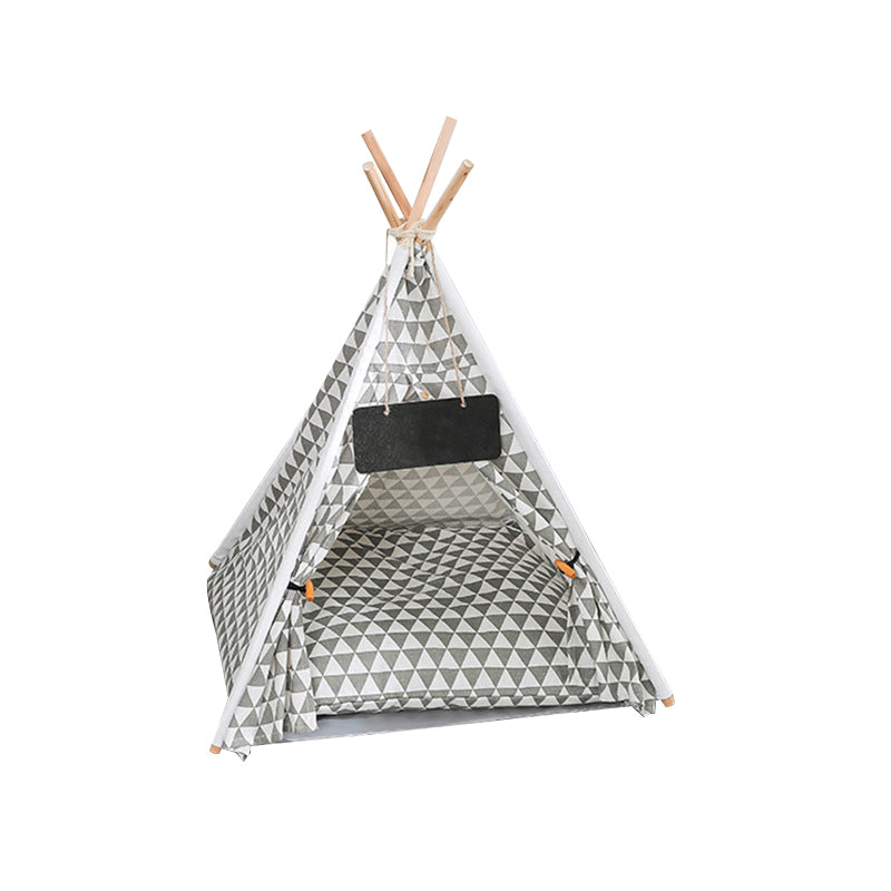 Geometric pattern print pet tent with cushion