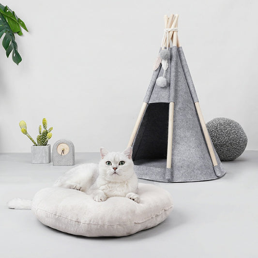 Pet Felt Teepee with Cushion for Dogs and Cats