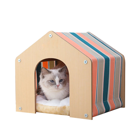 Stripe wood cat house