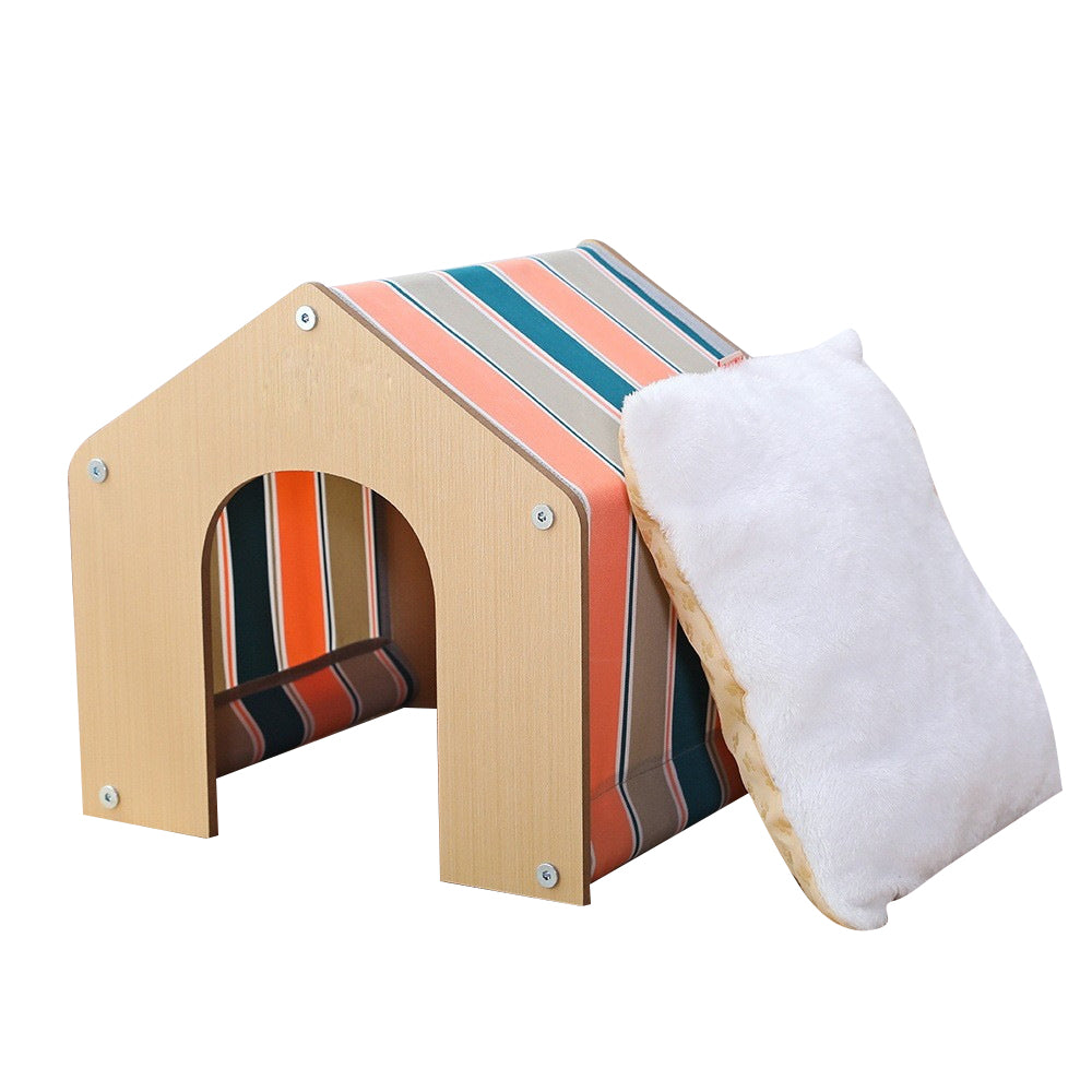 Stripe wood cat house