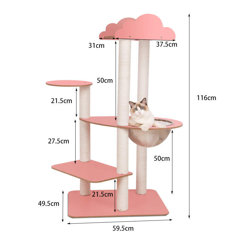 Colorful cat climbing frame with capsule