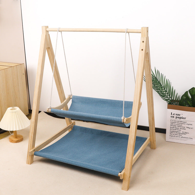 Wooden 2-layer cat hammock