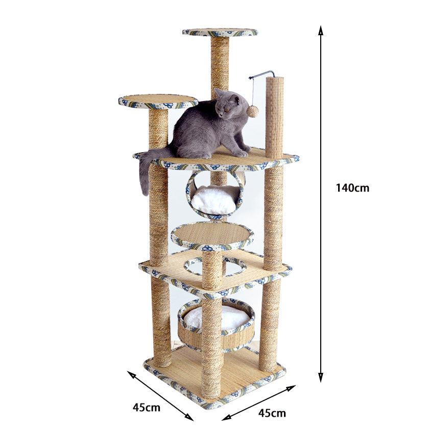 Sea grass rope jacquard cat tree with soft mat