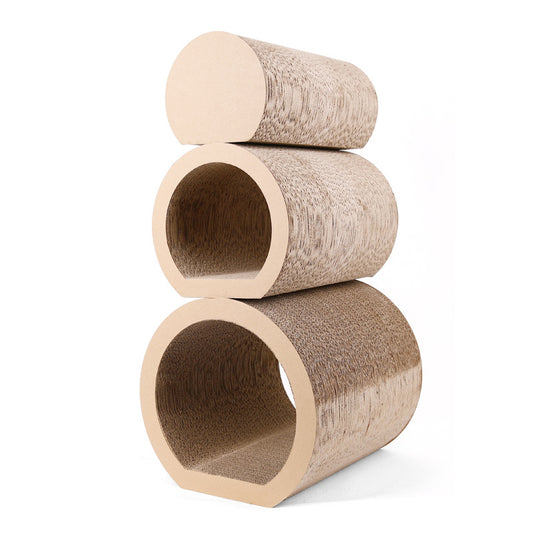 Corrugated paper tunnel cat scratching stand