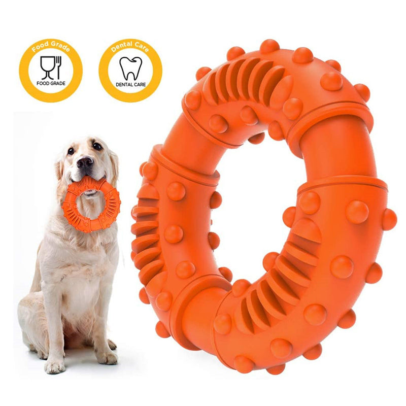 Toughest Natural Rubber Texture Nub Donut Dog Toys