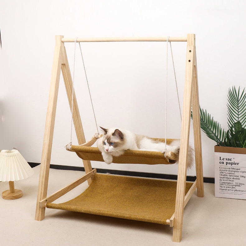 Wooden 2-layer cat hammock