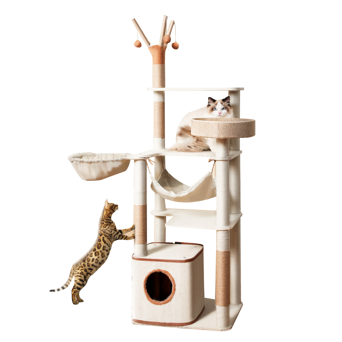 Non-stick cat tree with condo