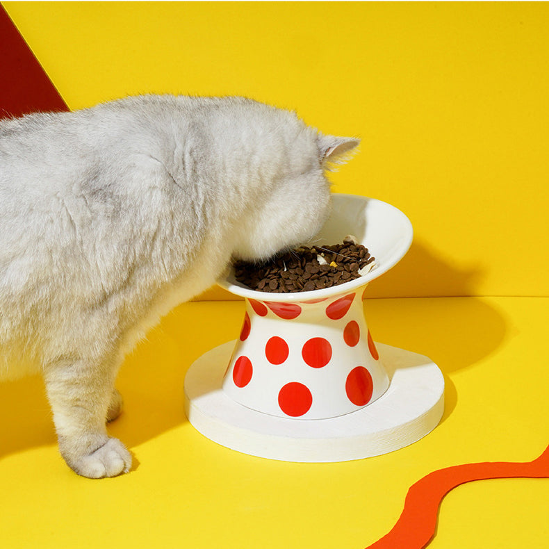 Popart ceramics tilted elevated cat bowls