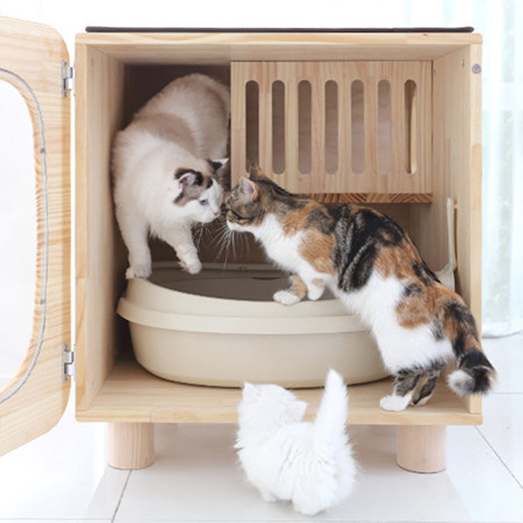 TV shape enclosed wood odor-proof cat toilet