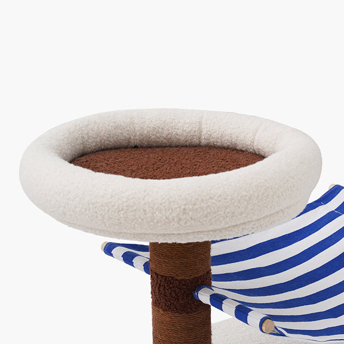 Coconut tree cat scratch stand with hammock