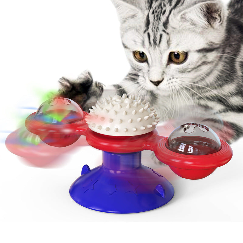 Rotating windmill cat toys