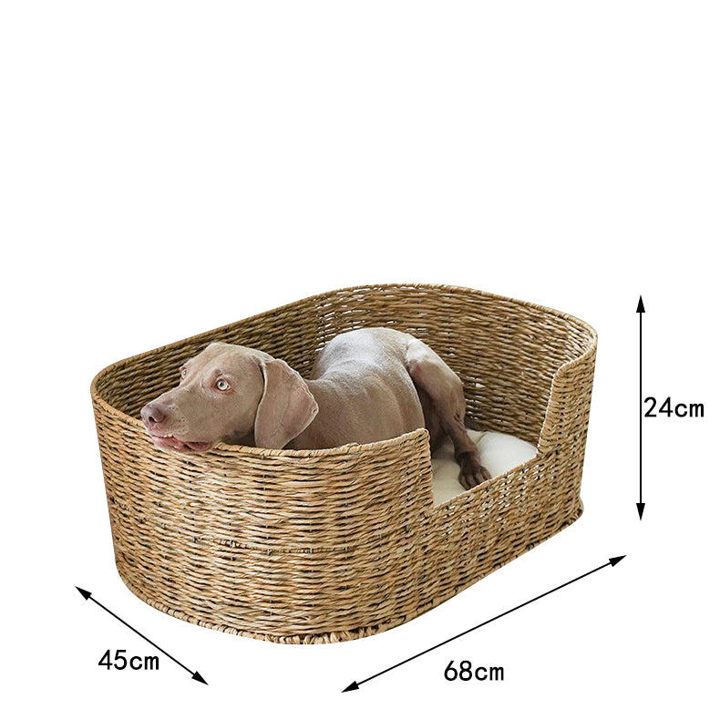 Hand-made plastic rattan waved pet bed