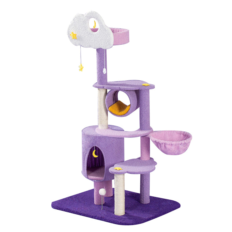 Star moon and cloud purple cat tree