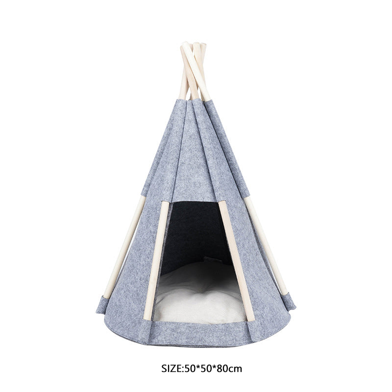 Felt cloth pet tent with toy ball