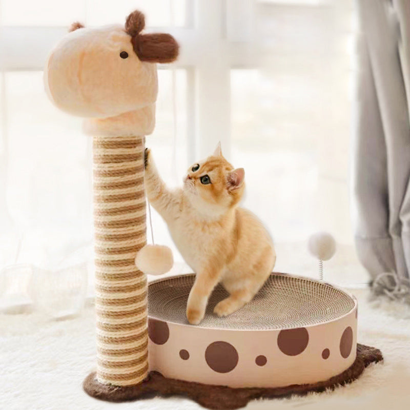 Giraffe-shaped cat scratching post