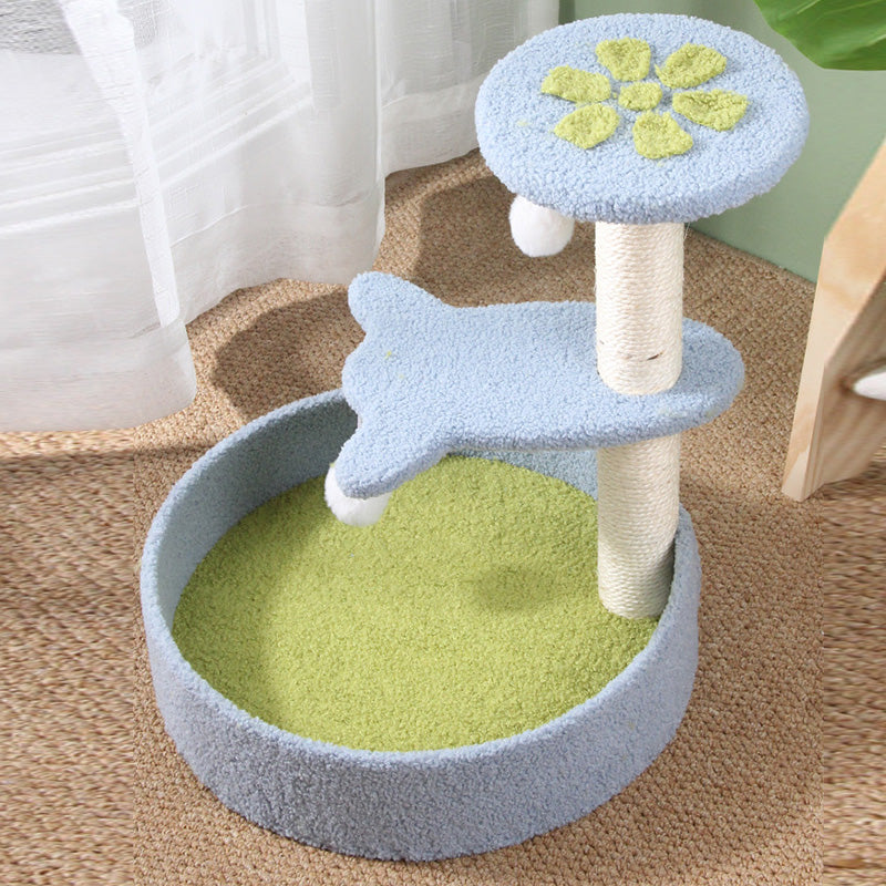 Flower cat climbing frame with bed bottom