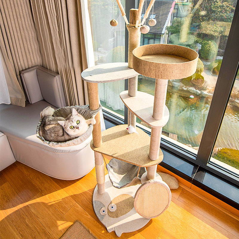 Large cat tree with scratcher and kennel