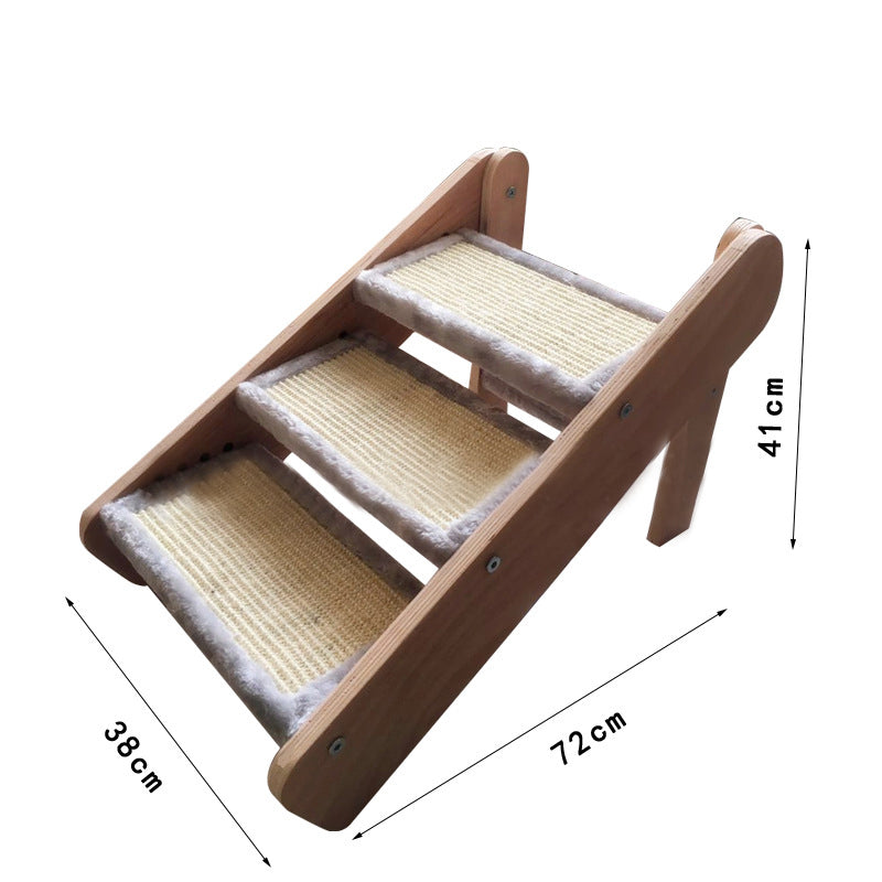 Adjustable wood pet stair cat scratcher