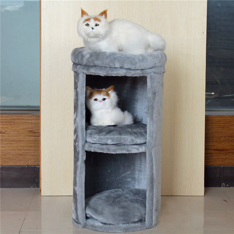 Three layer plush cat platform cat bucket