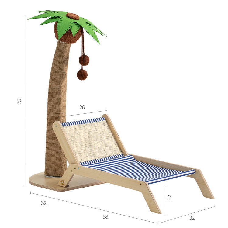 Coconut tree cat scratching stand with bed