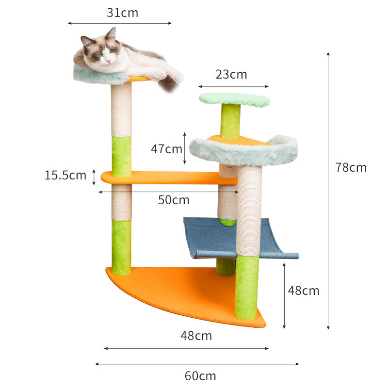 Multi-function colorful cat climbing frame