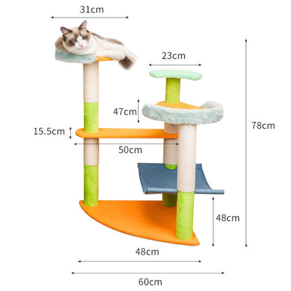 Multi-function colorful cat climbing frame