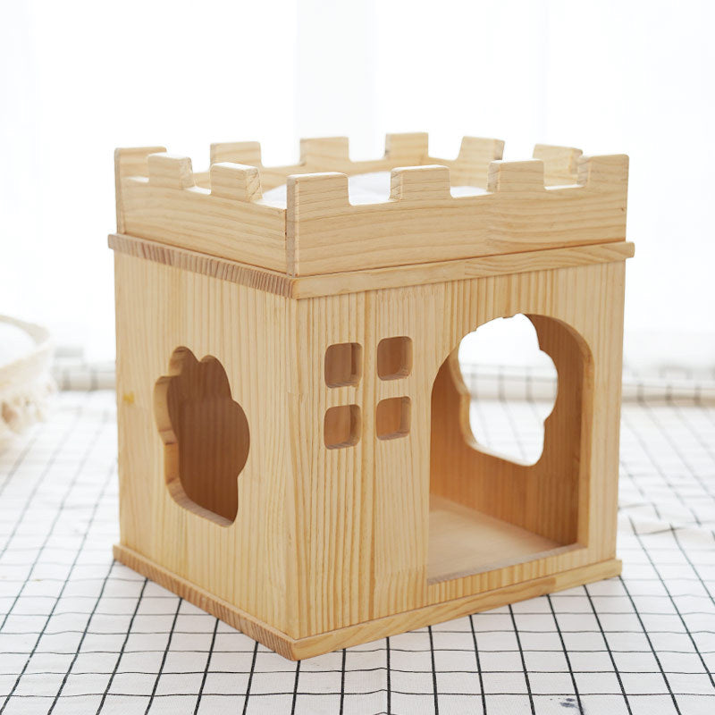 Wood cat castle luxury cat house