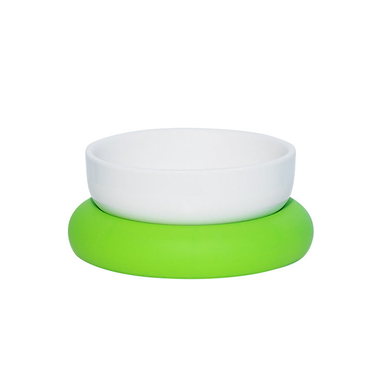 Circle ceramic pet bowls with silicone stand