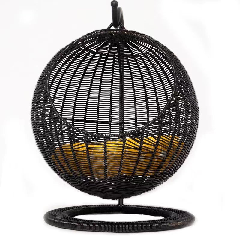 Hanging basket rattan-weaved cat house with waterproof mat