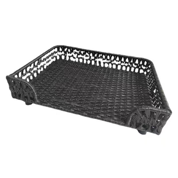 rattan-weaved dog bed with mat