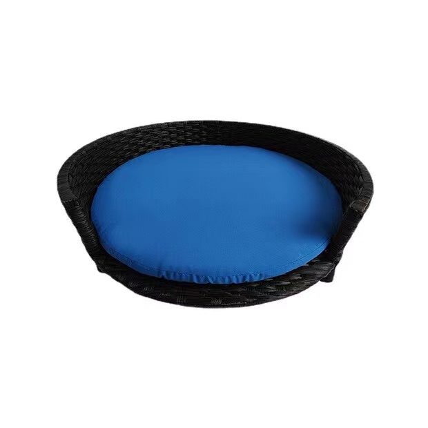 rattan-weaved round pet bed with pp cotton mat