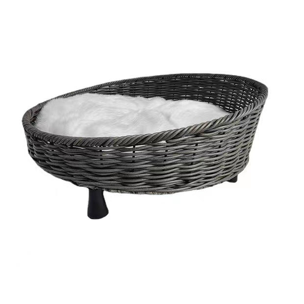 Off-ground rattan pet bed