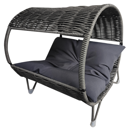 rattan-weaved tunnel removable pet bed with mat