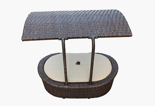 rattan-weaved oval pet bed with tende