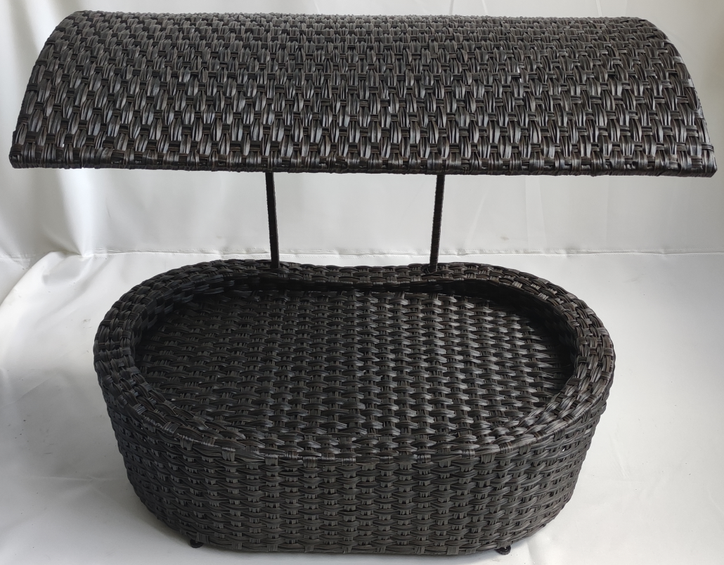 rattan-weaved oval pet bed with tende