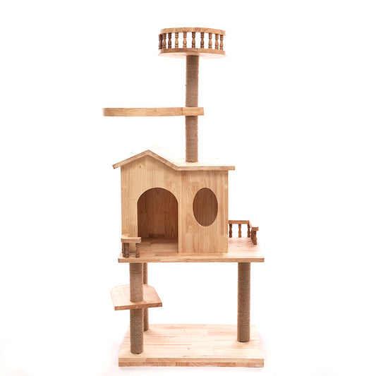 Large wood cat condo cat tree