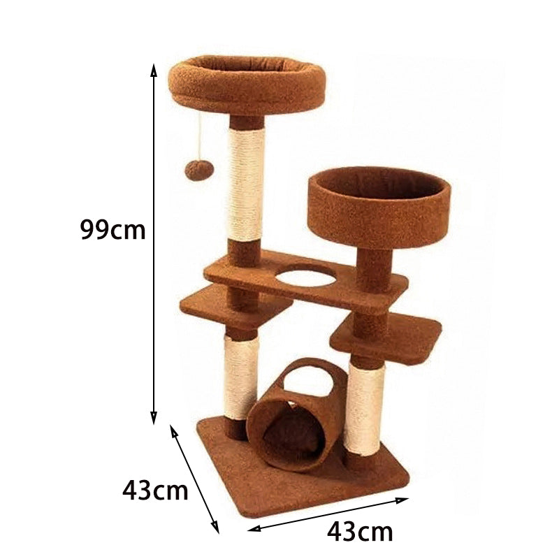 Chocolate long plush medium cat tree