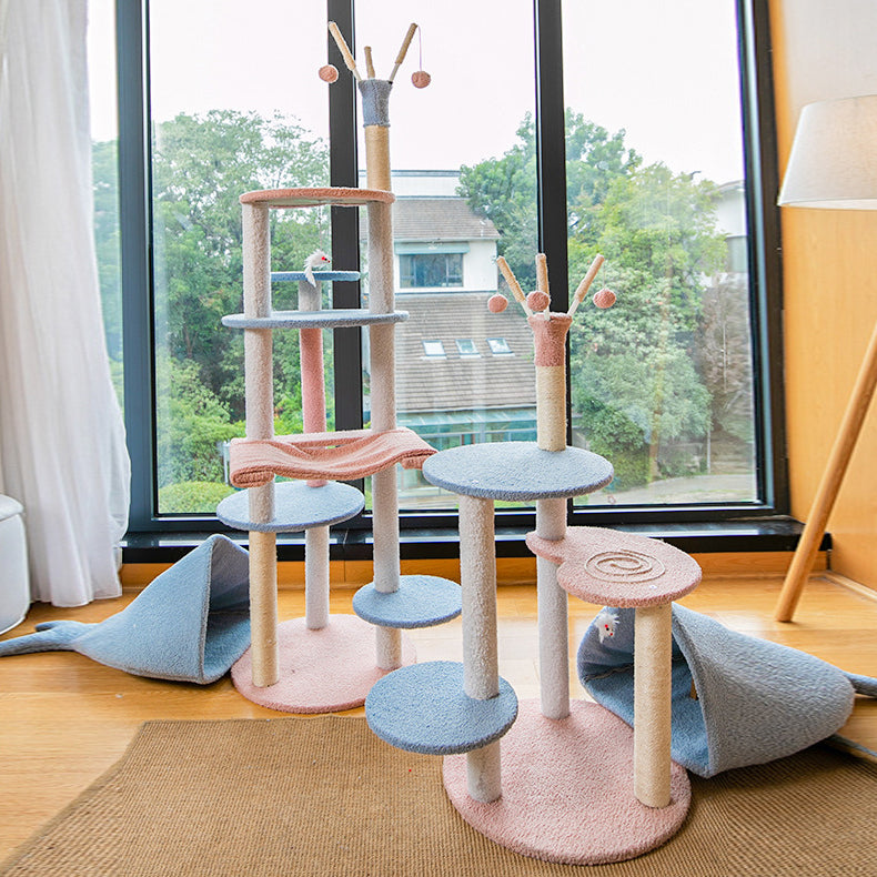 Plush cat tree with whale-shaped nest