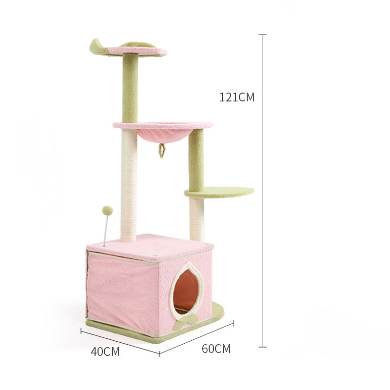 Multi-lever pink cat tree with box