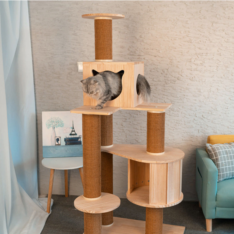 New update pine wood bolder cat tree