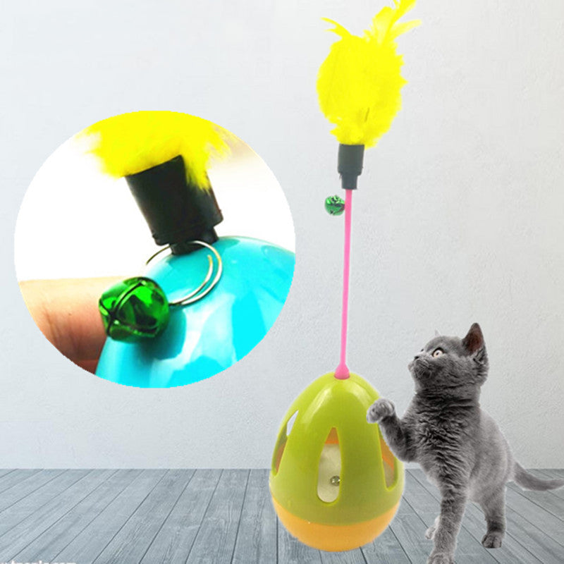 Cat Toy Food Dispenser Feather Tumbler