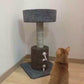 Small linen cat tree with  rope knot toy