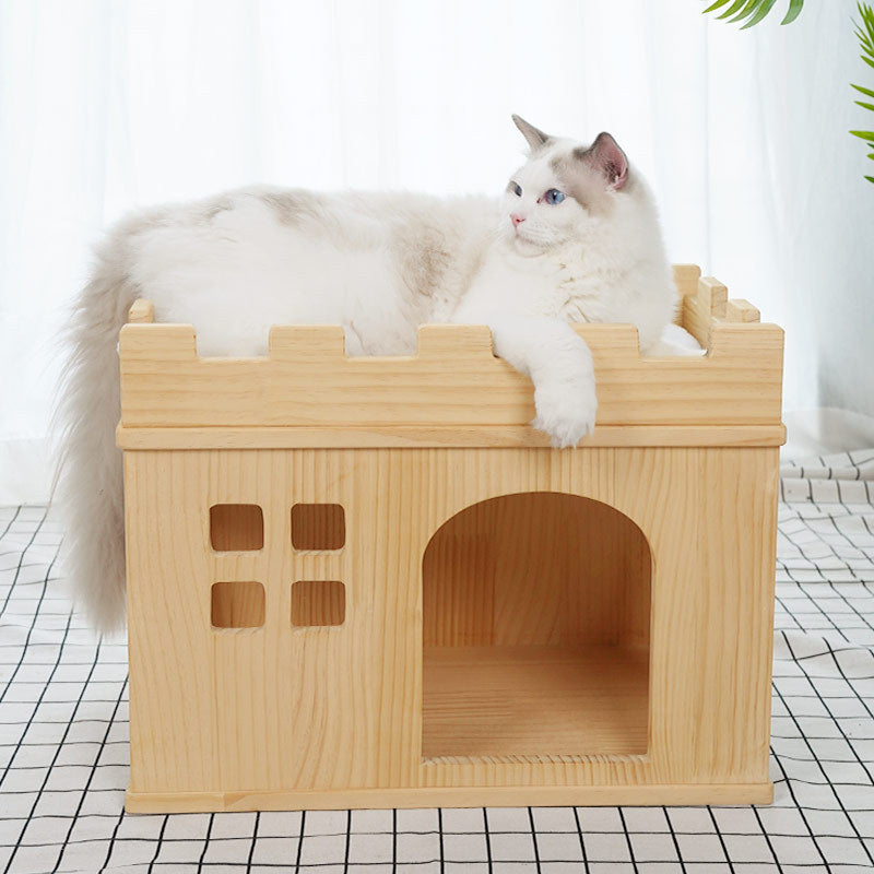 Wood cat castle luxury cat house