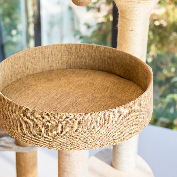 Large cat tree with scratcher and kennel