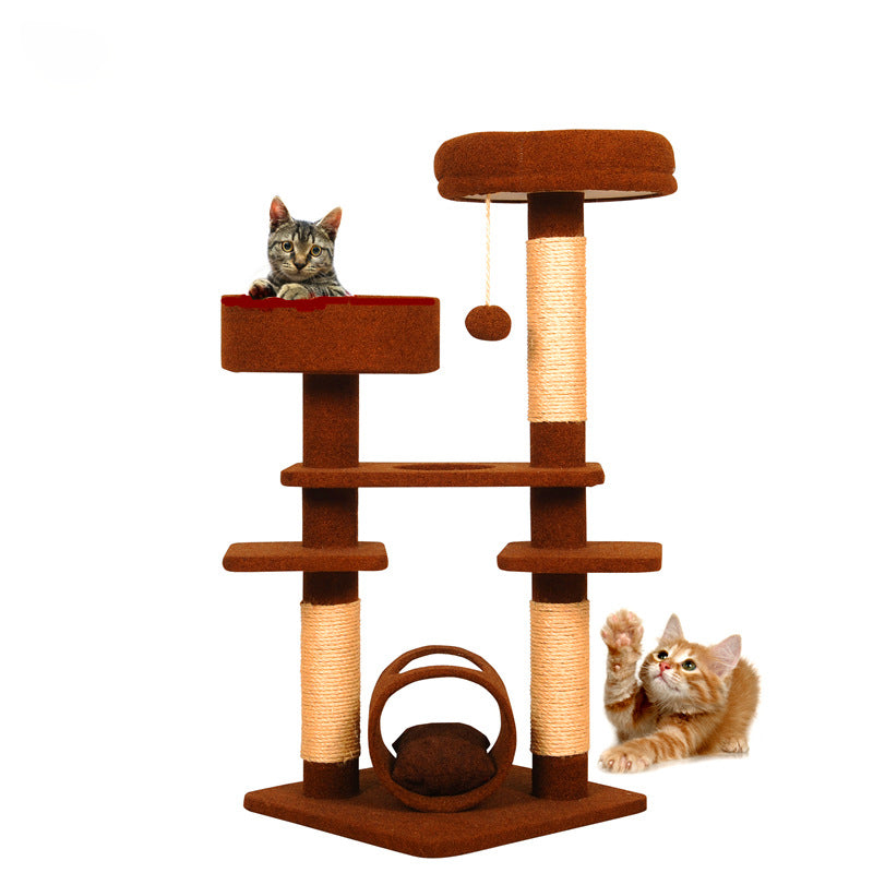 Chocolate long plush medium cat tree